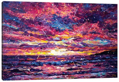 Santa Monica Sunset Canvas Art Print - Jeff Johnson