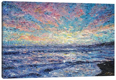 Summer Beach Blues Canvas Art Print - Lake & Ocean Sunrise & Sunset Art