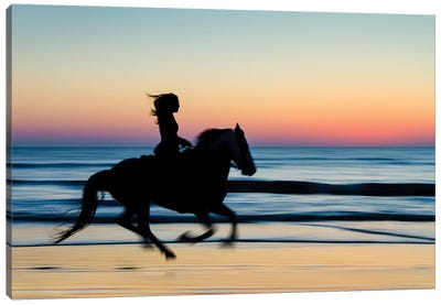 Running On The Beach Canvas Art Print - Action Shot Photography