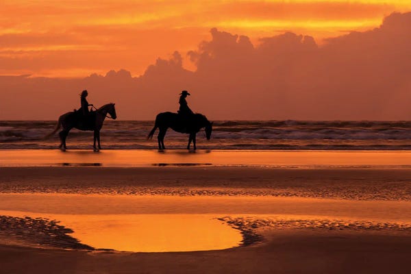 Janet Fikar: Horse And Rider On The Beach II by Janet Fikar