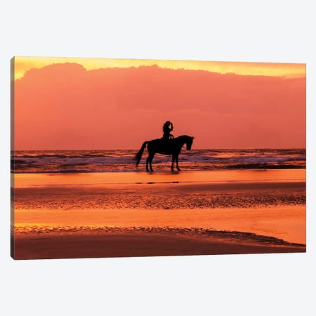 Horse And Rider On The Beach III Canvas Print #JFK161} by Janet Fikar Canvas Art Print