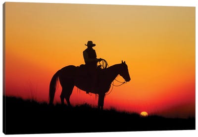 Cowboy Silhouette I Canvas Art Print - Cowboy & Cowgirl Art