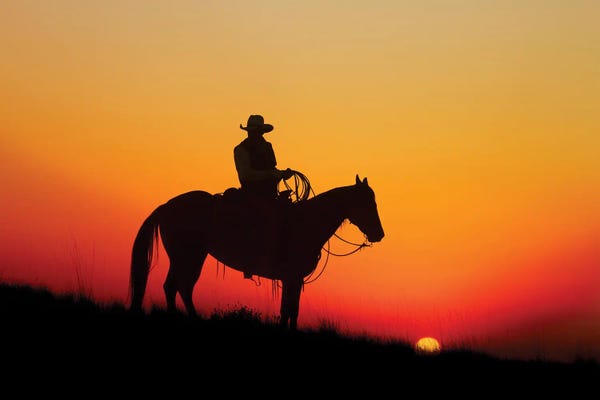 Janet Fikar: Cowboy Silhouette I by Janet Fikar