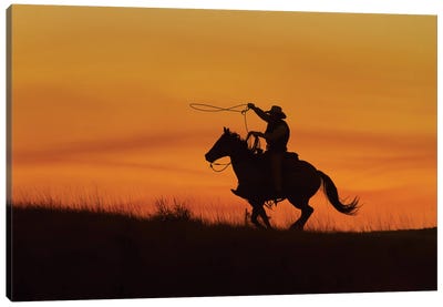 Cowboy Silhouette II Canvas Art Print - Action Shot Photography