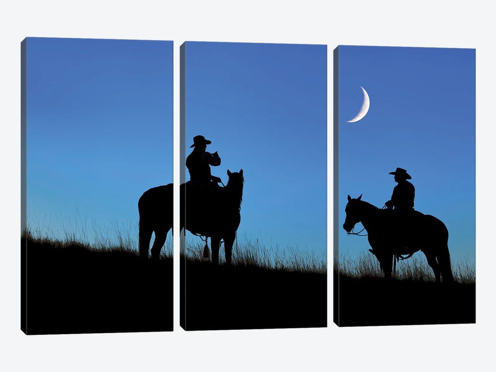 Cowboy Silhouette VI by Janet Fikar 3-piece Canvas Art Print