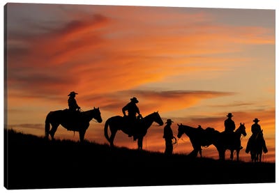 Cowboy Silhouette VII Canvas Art Print - Cowboy & Cowgirl Art