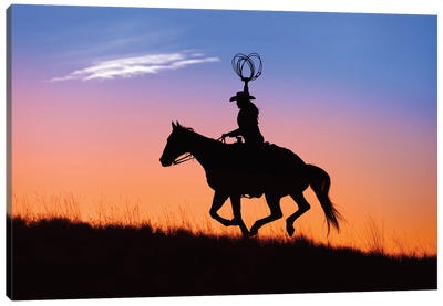 Cowboy Silhouette VIII Canvas Art Print - Janet Fikar