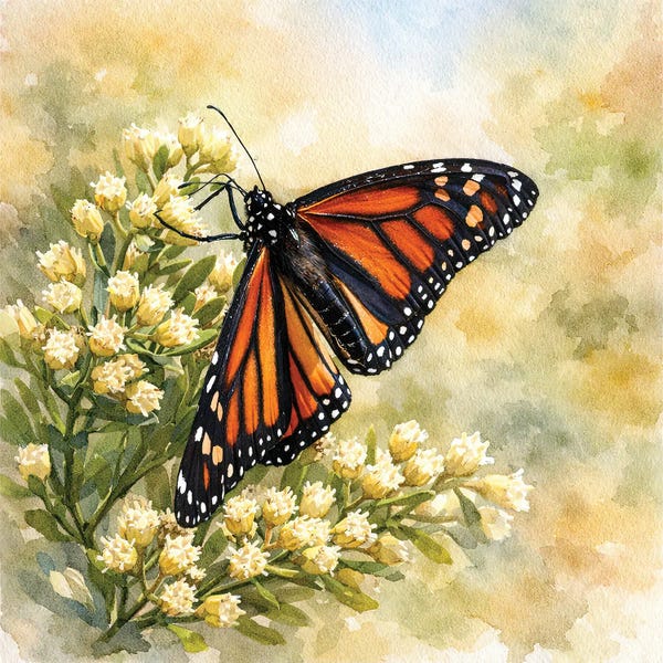 Janet Fikar: Monarch Watercolor by Janet Fikar