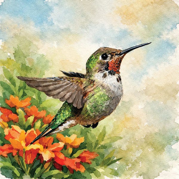 Fine Art Print: Hummingbird In Flight by Janet Fikar