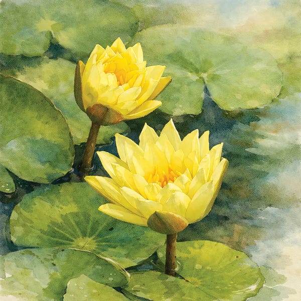 Janet Fikar: Yellow Water Lilies by Janet Fikar