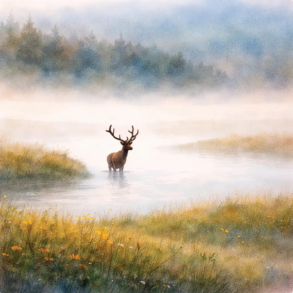 Janet Fikar: Elk In The Mist by Janet Fikar