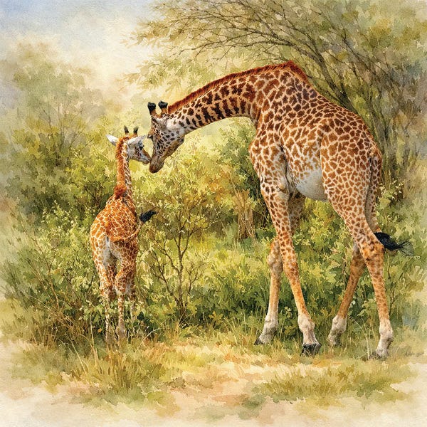 Fine Art Print: Giraffe Tender Moment by Janet Fikar
