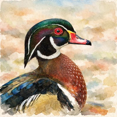 Janet Fikar - Gallery Posters: Wood Duck Watercolor by Janet Fikar