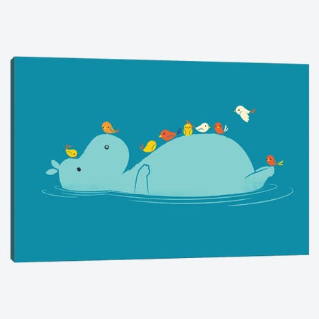 Floating Hippo Canvas Print #JFL103} by Jay Fleck Canvas Art