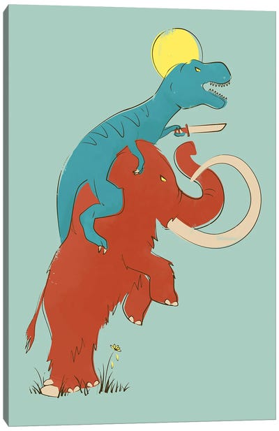 Charge! Canvas Art Print - Tyrannosaurus Rex Art
