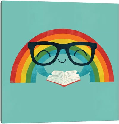 Reading Rainbow Canvas Art Print - Rainbow Art