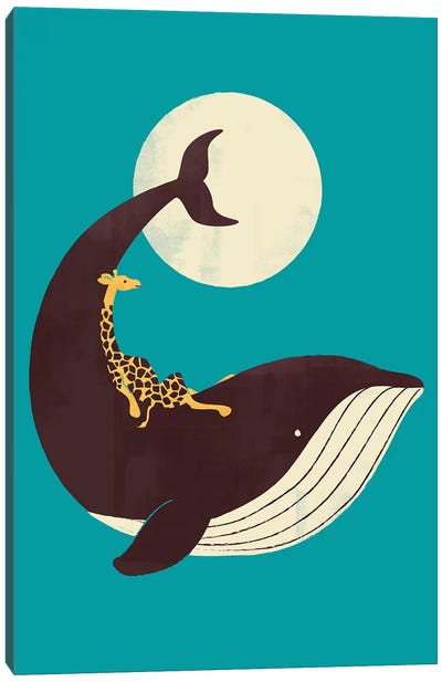 The Giraffe And The Whale Canvas Art Print - Playroom Art