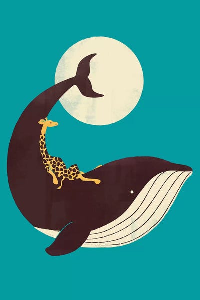 Kids Ocean Life Art: The Giraffe And The Whale by Jay Fleck