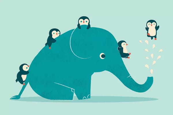 Penguins: Waterslide by Jay Fleck