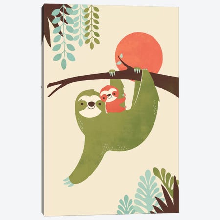 Mama Sloth Canvas Print #JFL24} by Jay Fleck Art Print