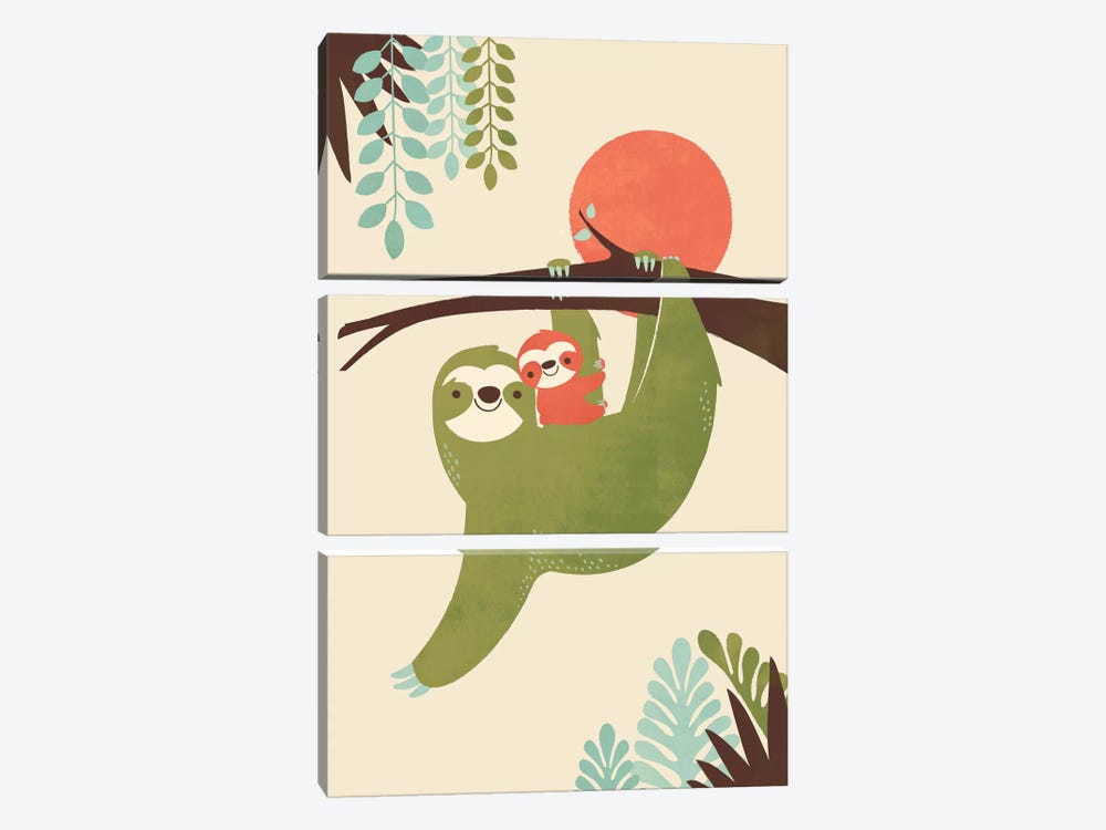 Mama Sloth by Jay Fleck 3-piece Canvas Print