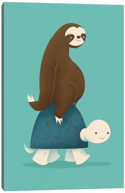 Slow Ride Canvas Art Print - Sloth Art