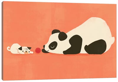 The Pug And The Panda Canvas Art Print - Puppy Art