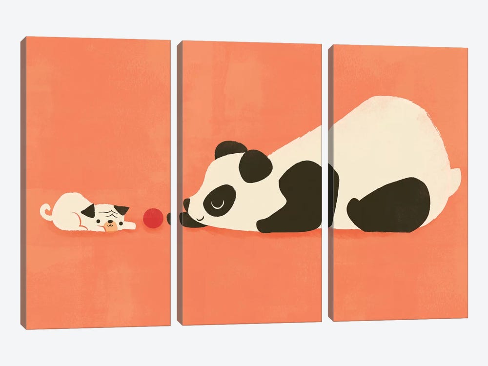 The Pug And The Panda by Jay Fleck 3-piece Canvas Art