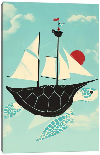 Adrift Canvas Art Print - Turtle Art