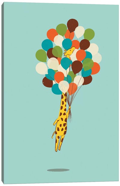 Floating Away Canvas Art Print - Giraffe Art