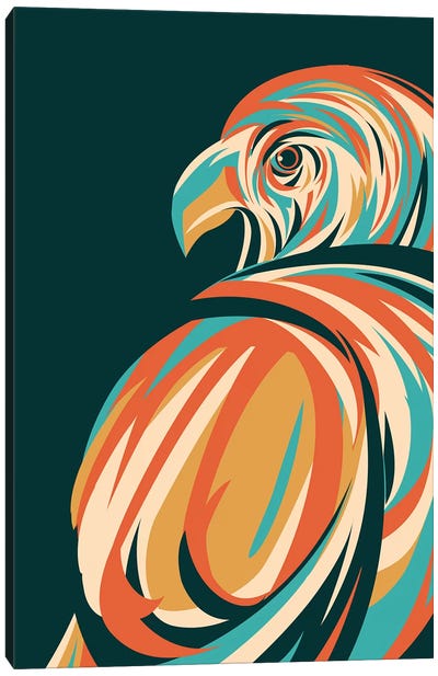 Hawk Canvas Art Print - Sargrasso Sea, Quetzal Green & Russet Orange