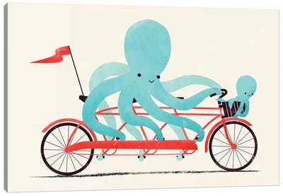 My Red Bike Canvas Art Print - Kids Transportation Art