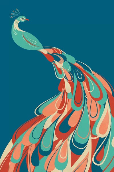 Mid-Century Modern Animals: Peacock by Jay Fleck