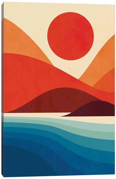 Seaside Canvas Art Print - Orange Art