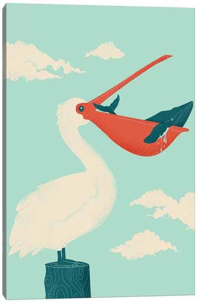 Big Catch Canvas Art Print - Pelican Art