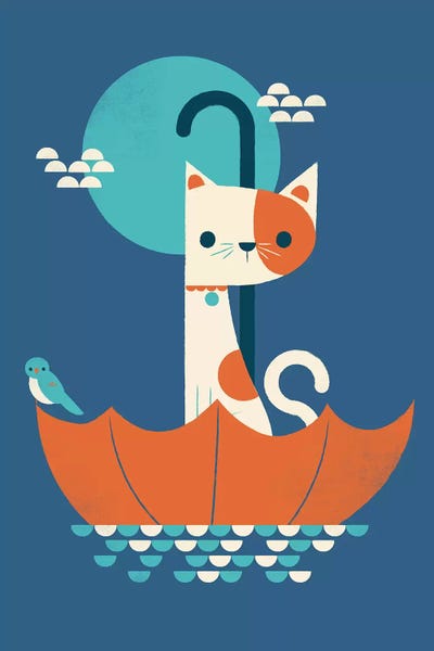 Cat In Umbrella by Jay Fleck framed wall art