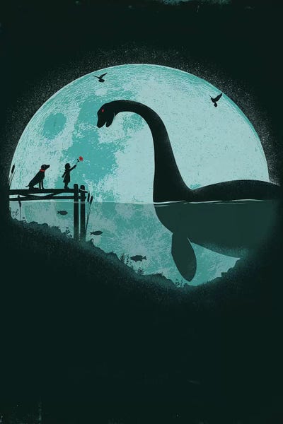 Kids Dinosaur Art: Encounter Under A Blue Moon by Jay Fleck