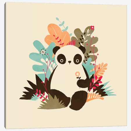 Flower Panda Canvas Print #JFL76} by Jay Fleck Canvas Wall Art