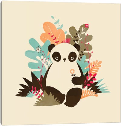 Flower Panda Canvas Art Print - Panda Art