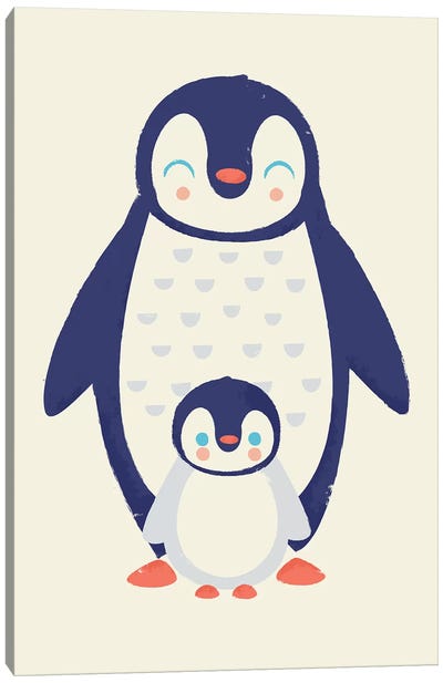 Mama Penguin Canvas Art Print - Happiness Art