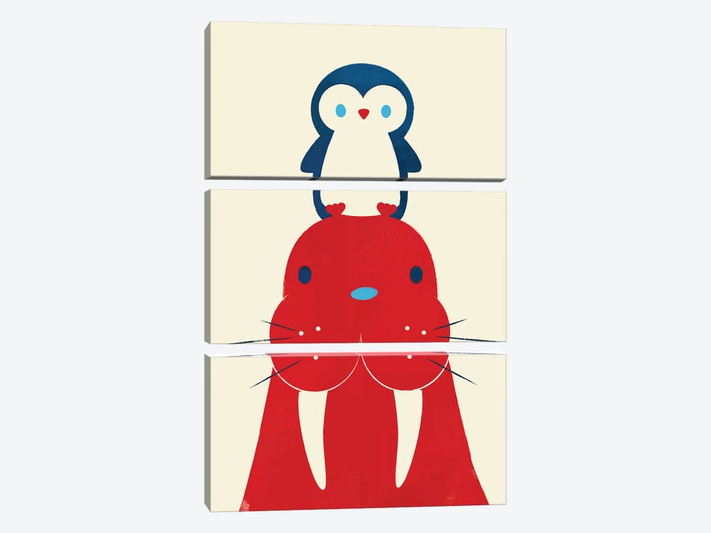 Penguin And Walrus by Jay Fleck 3-piece Canvas Print