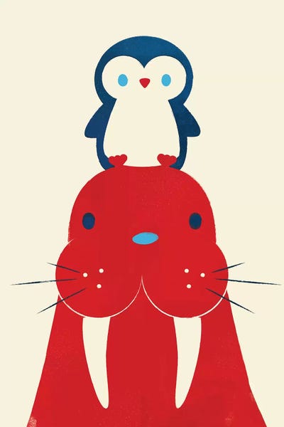 Kids Ocean Life Art: Penguin And Walrus by Jay Fleck