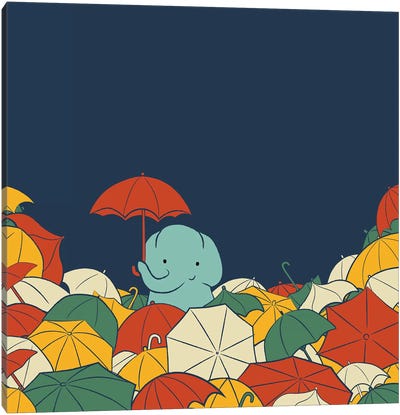Umbrella Elephant Canvas Art Print - Hope Art