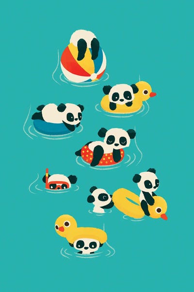 Kids Sports Art: Tubing Pandas by Jay Fleck