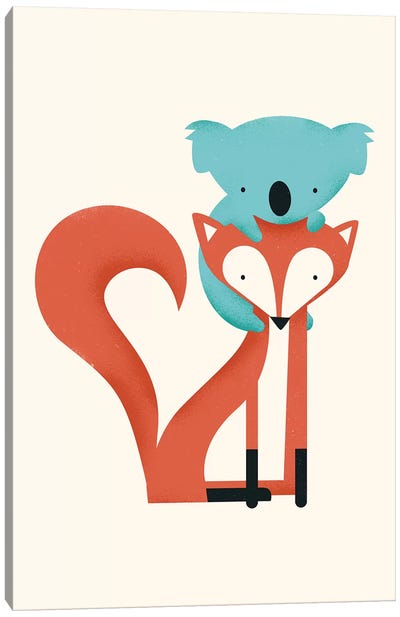 Fox & Koala Canvas Art Print - Bear Art