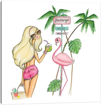 Welcome To Miami Canvas Art Print - Women's Swimsuit & Bikini Art