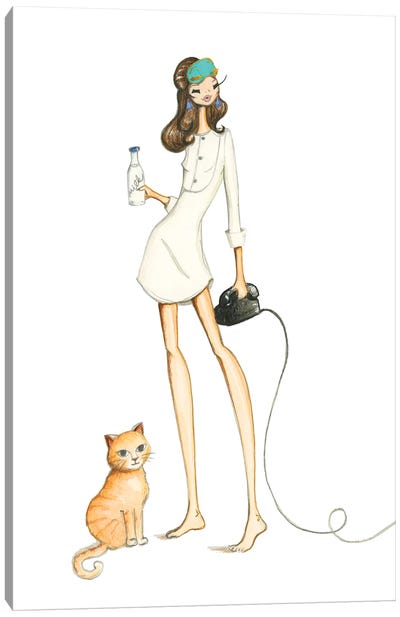 Holly G And Cat Canvas Art Print - Holly Golightly