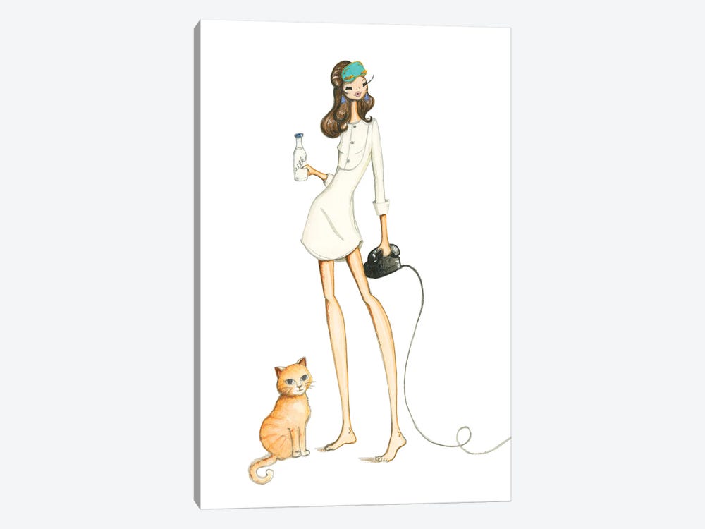 Holly G And Cat by Josefina Fernandez 1-piece Art Print
