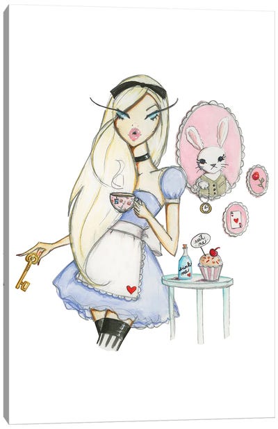 Alice In Wonderland Canvas Art Print - White Rabbit
