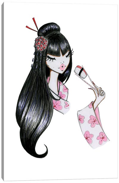 Sushi Girl Canvas Art Print - Asian Cuisine Art